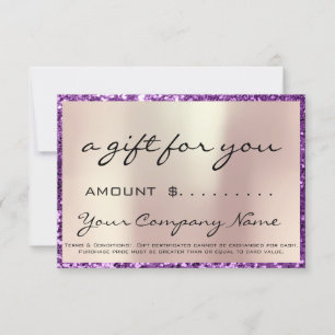 Business Gift Certificate Purple Rose Pearl Logo