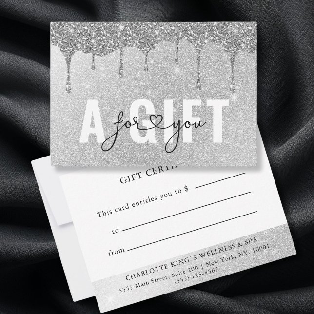 BUSINESS GIFT CERTIFICATE | Silver Glitter Drop (BUSINESS GIFT CERTIFICATE | Silver Glitter Drop)
