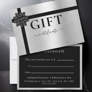 BUSINESS GIFT CERTIFICATE SILVER Modern Ribbon