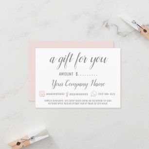 Business Gift Certificate Simply Logo Pink White