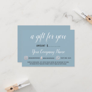 Business Gift Certificate Simply Logo Social Blue