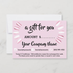 Business Gift Certificate Simply Social Nails Pink