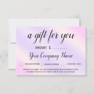 Business Gift Certificate Social Logo Purple Pink