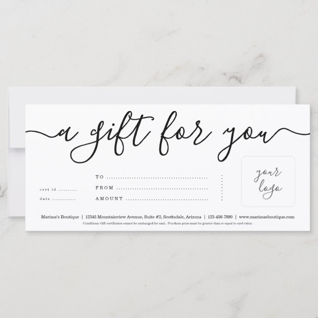 Business Gift Certificate with Logo | Simply Right (Front)
