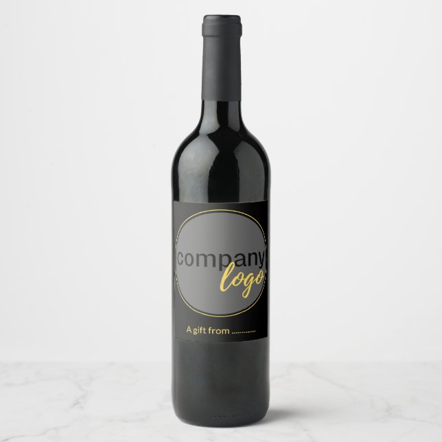 BUSINESS GIFT COMPANY LOGO TEMPLATE CUSTOM TEXT  WINE LABEL (Front)