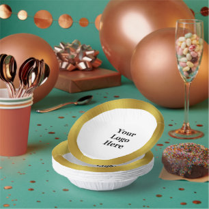 Business Gold and White Your Logo Here Template Paper Plate