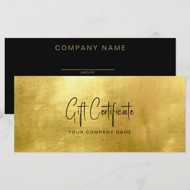 Business Gold & Black Gift Certificate (Front/Back)