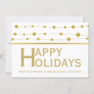 Business gold foil beads Happy Holidays Christmas Holiday Card