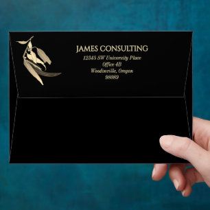 Business Gold Foil Eucalyptus Matching Christmas  Envelope