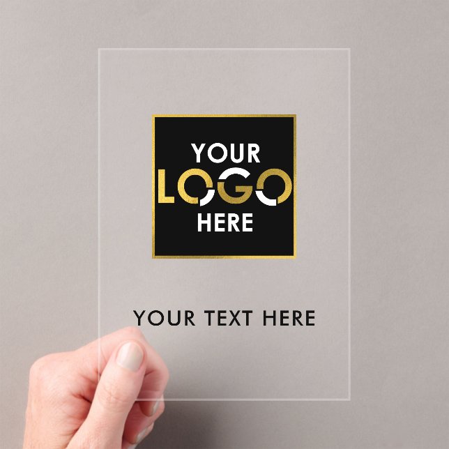 Business Gold Logo Modern Minimalist Branded Acrylic Invitations (Insitu (Handheld))