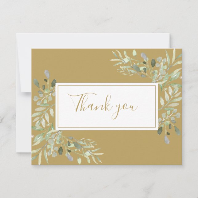Business Gold Thank You  Spring Leaves Card (Front)