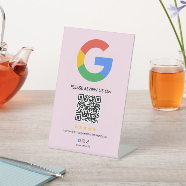 Business Google Review Tabletop Sign l QR Code (In SItu)