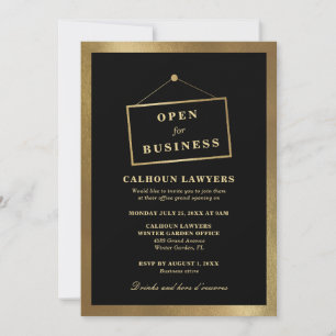 Business Grand Opening Invitation Black Gold