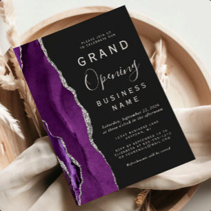 Business Grand Opening Purple Silver Agate Dark Invitation