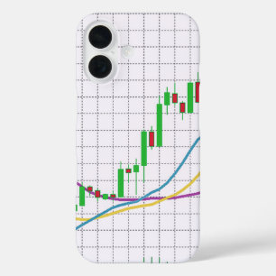  Business graph on stock market white design iPhone 16 Case