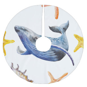 Business Graph Whale: Candlestick Chart Brushed Polyester Tree Skirt