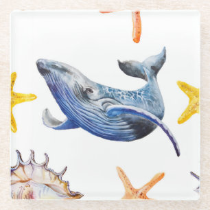 Business Graph Whale: Candlestick Chart Glass Coaster