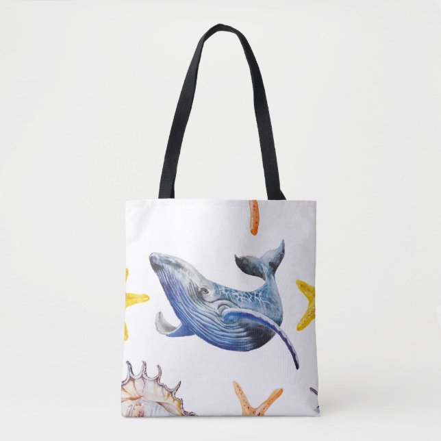 Business Graph Whale: Candlestick Chart Tote Bag (Front)