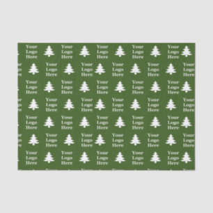 Business Green and White Christmas Trees Your Logo Tissue Paper