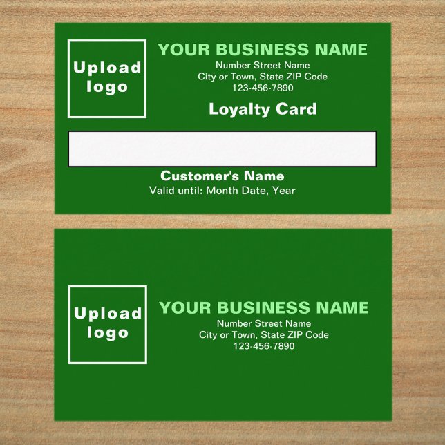 Business Green Flat Loyalty Card (Front and back sides of green loyalty card. Loyalty card for your loyal customers.)