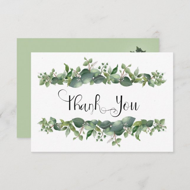 Business Greenery White Flowers Thank You (Front/Back)