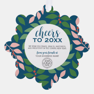 Business Greeting with Logo - Cheers Holiday Ornament Card