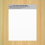 Business Grey Letterhead on Paper Sheet<br><div class="desc">Paper sheet with customizable heading. Paper sheet as letterhead. Customize the heading by uploading your business logo, typing your business or company name, address, phone number, e-mail and website or social media page. Paper sheet with your business name on heading to advertise your business or promote your brand name to...</div>