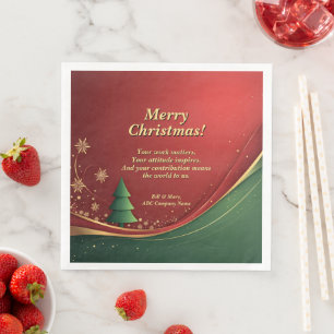 Business Group Name Message Red Christmas Party  Napkin