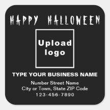 Business Halloween Black Square Sticker