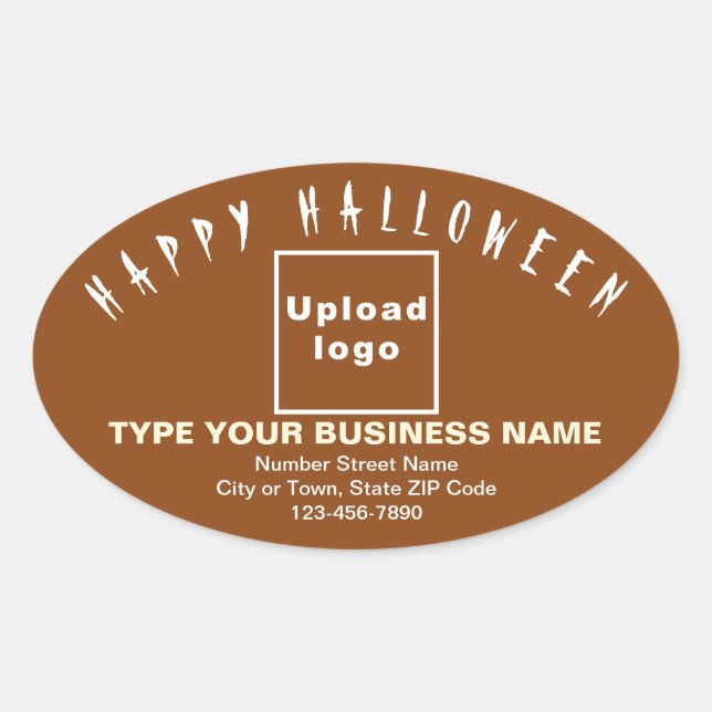 Business Halloween Brown Oval Sticker (Front)