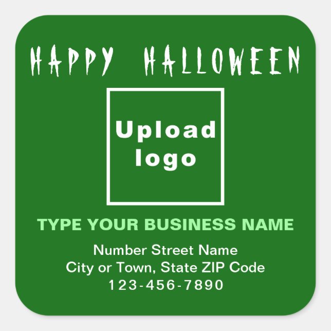 Business Halloween Green Square Sticker (Front)