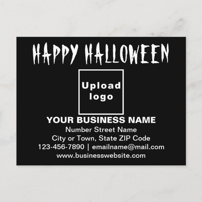 Business Halloween Greeting on Black Postcard (Front)