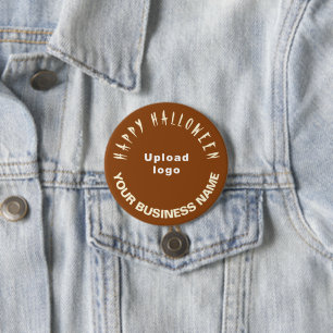 Business Halloween Greeting on Brown Round Shape 3 Inch Round Button