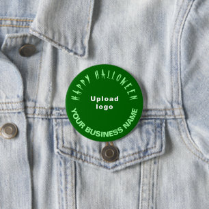Business Halloween Greeting on Green Round Shape 3 Inch Round Button