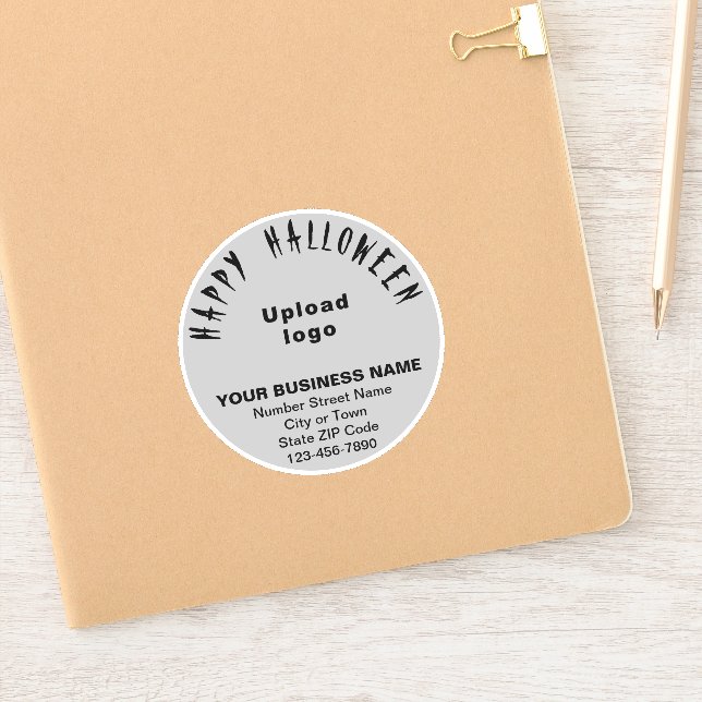 Business Halloween Greeting on Grey Round Vinyl (Notebook)
