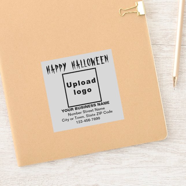 Business Halloween Greeting on Grey Square Vinyl (Notebook)