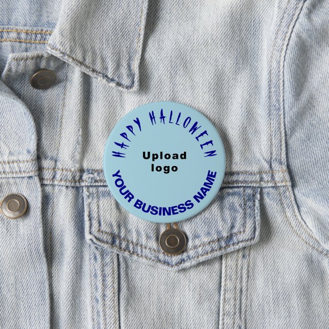 Business Halloween Greeting on Light Blue Round 3 Inch Round Button (In Situ)