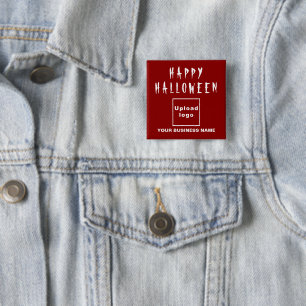 Business Halloween Greeting on Red Square Shape 2 Inch Square Button