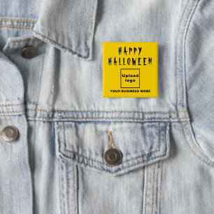 Business Halloween Greeting on Yellow Square Shape 2 Inch Square Button