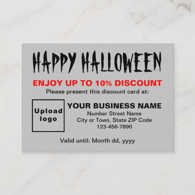 Business Halloween Grey Discount Card (Front)