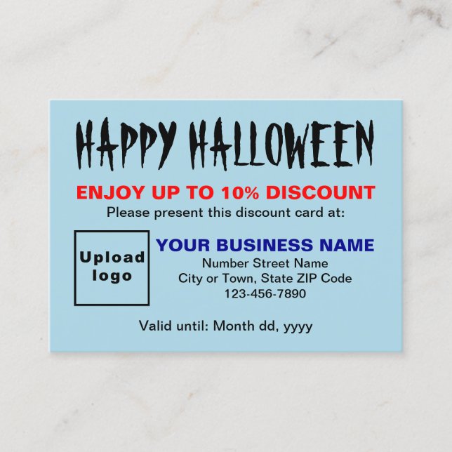 Business Halloween Light Blue Discount Card (Front)