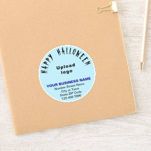 Business Halloween Light Blue Round Vinyl Sticker