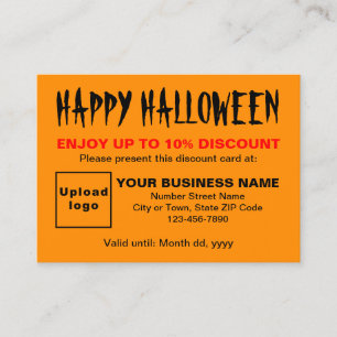 Business Halloween Orange Color Discount Card