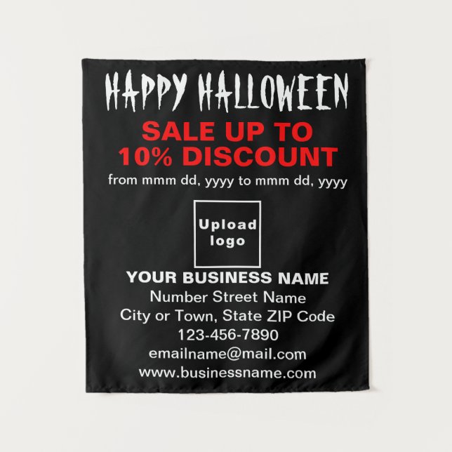 Business Halloween Sale on Black Tapestry (Front)