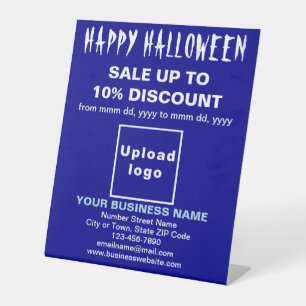 Business Halloween Sale on Blue Pedestal Sign