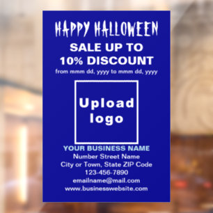 Business Halloween Sale on Blue Window Cling