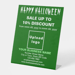 Business Halloween Sale on Green Pedestal Sign