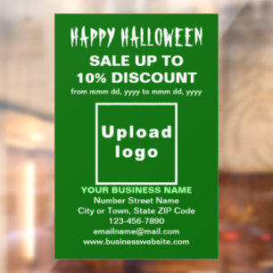 Business Halloween Sale on Green Window Cling