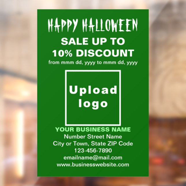 Business Halloween Sale on Green Window Cling (Sheet 2)