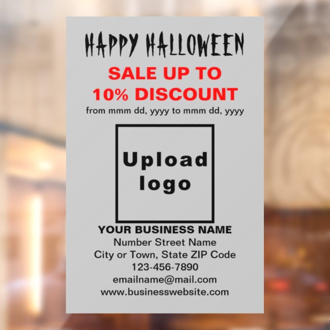 Business Halloween Sale on Grey Window Cling (Sheet 2)